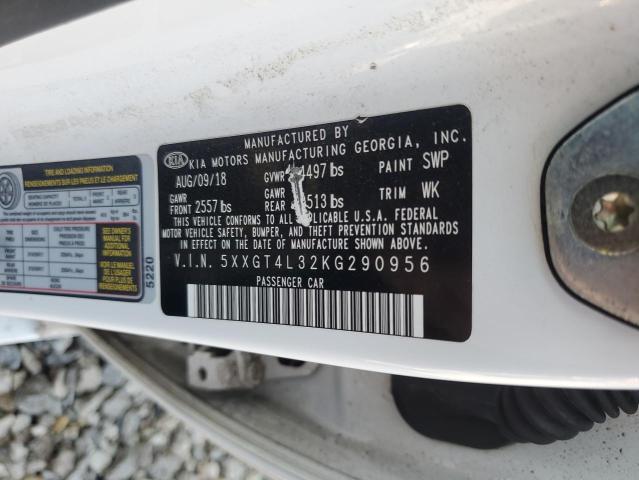 5XXGT4L32KG290956 - 2019 KIA OPTIMA LX WHITE photo 12