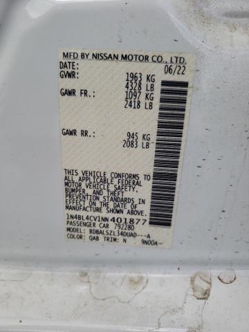 1N4BL4CV1NN401877 - 2022 NISSAN ALTIMA SR WHITE photo 13