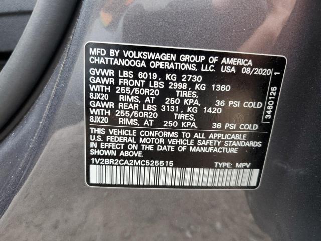 1V2BR2CA2MC525515 - 2021 VOLKSWAGEN ATLAS SEL Boz foto 13