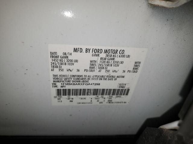 1FM5K8ARXFGA47298 - 2015 FORD EXPLORER POLICE INTERCEPTOR WHITE photo 13