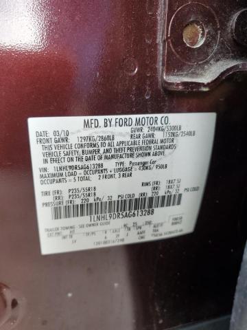 1LNHL9DR5AG613288 - 2010 LINCOLN MKS MAROON photo 13