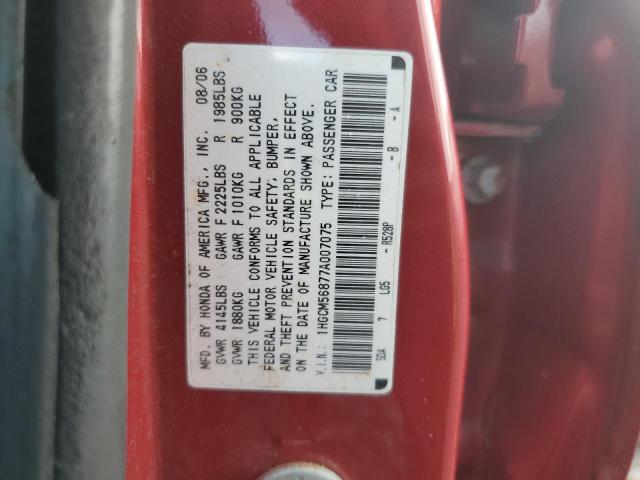 1HGCM56877A007075 - 2007 HONDA ACCORD EX RED photo 12