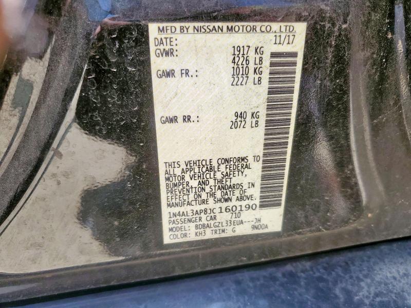 1N4AL3AP8JC160190 - 2018 NISSAN ALTIMA 2.5 შავი ფოტო 13