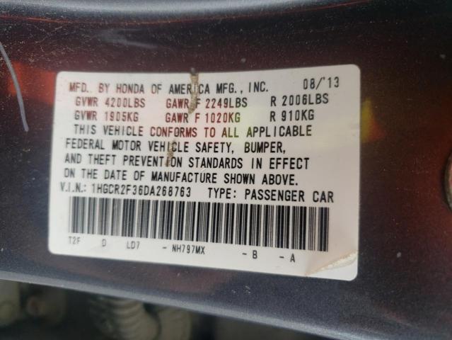 1HGCR2F36DA268763 - 2013 HONDA ACCORD LX GRAY photo 12