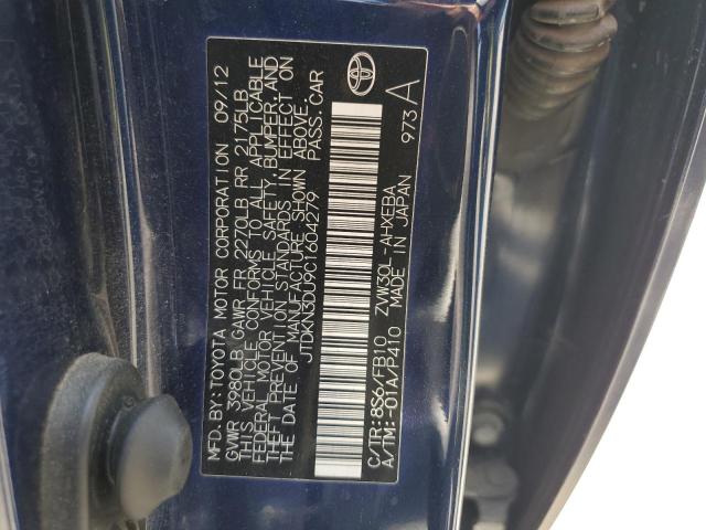 JTDKN3DU9C1604279 - 2012 TOYOTA PRIUS ლურჯი ფოტო 12