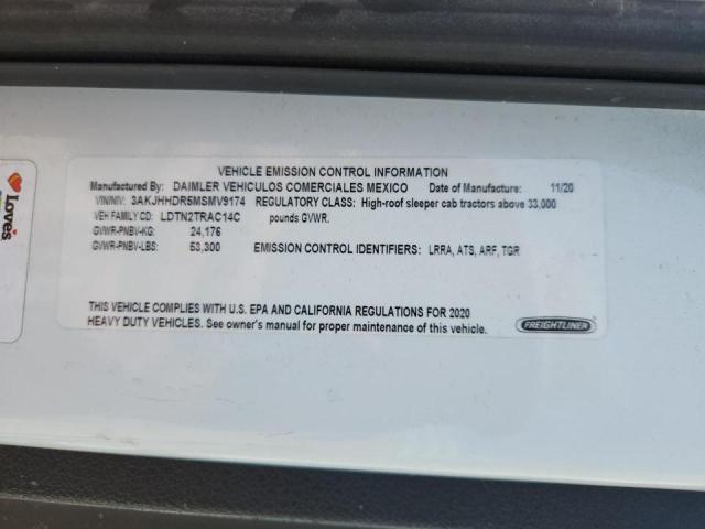 3AKJHHDR5MSMV9174 - 2021 FREIGHTLINER CASCADIA 1 白色 照片 10