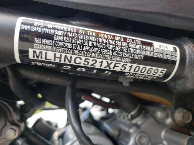 MLHNC521XF5100695 - 2015 HONDA CB300 F RED photo 10