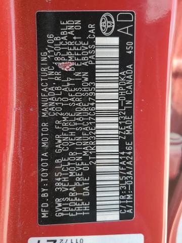 2T1KR32E17C647953 - 2007 TOYOTA COROLLA MA XR RED photo 12