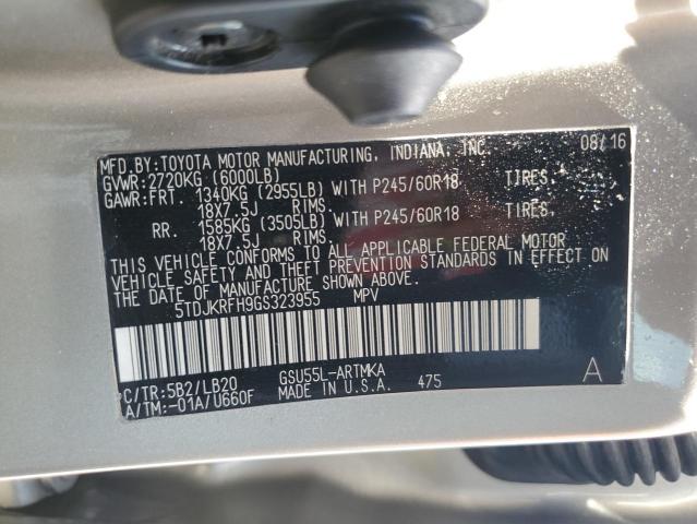 5TDJKRFH9GS323955 - 2016 TOYOTA HIGHLANDER XLE Gümüş foto 13