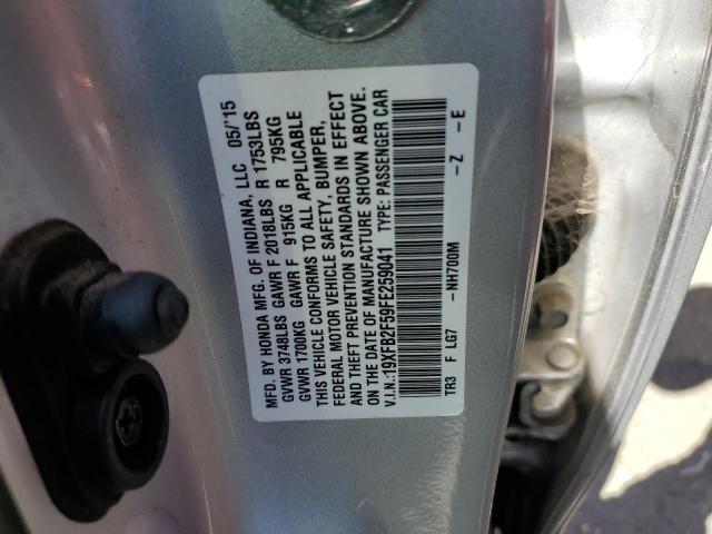 19XFB2F59FE259041 - 2015 HONDA CIVIC LX SILVER photo 12