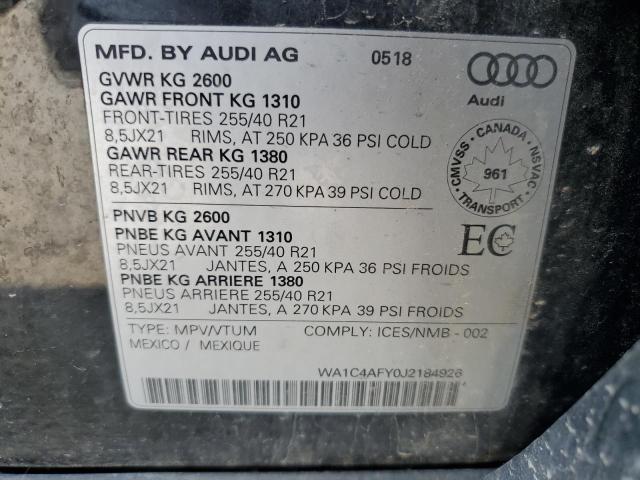 WA1C4AFY0J2184926 - 2018 AUDI SQ5 PRESTIGE BLACK photo 14
