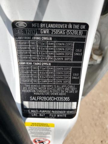SALFR2BG6DH335365 - 2013 LAND ROVER LR2 HSE WHITE photo 12