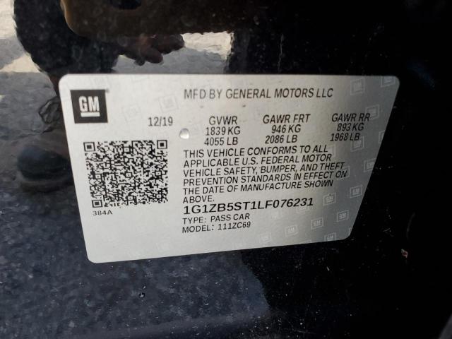 1G1ZB5ST1LF076231 - 2020 CHEVROLET MALIBU LS Қара фото 12