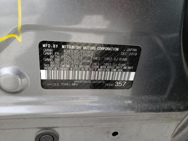 JA4AP3AU3LU020270 - 2020 MITSUBISHI OUTLANDER ES GRAY photo 10