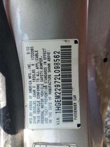 1HGEM22972L098562 - 2002 HONDA CIVIC EX GOLD photo 13