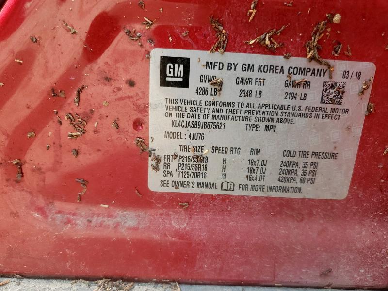 KL4CJASB9JB675621 - 2018 BUICK ENCORE PREFERRED წითელი ფოტო 13