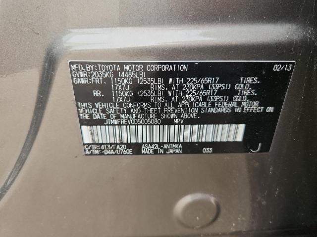 JTMWFREV0D5005080 - 2013 TOYOTA RAV4 XLE GRAY photo 14