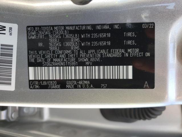 5TDGZRAH0NS115991 - 2022 TOYOTA HIGHLANDER XLE SILVER photo 13