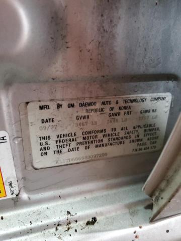 KL1TD56668B097299 - 2008 CHEVROLET AVEO BASE SILVER photo 12