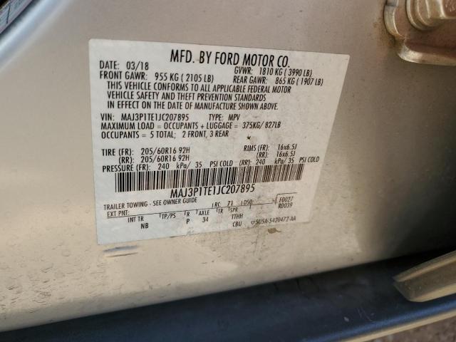 MAJ3P1TE1JC207895 - 2018 FORD ECOSPORT SE SILVER photo 12