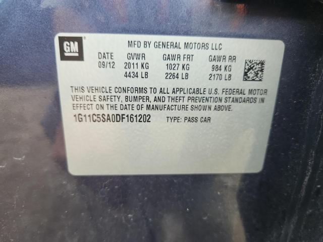 1G11C5SA0DF161202 - 2013 CHEVROLET MALIBU 1LT ლურჯი ფოტო 12