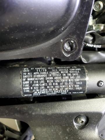 JKAENED11LDA23367 - 2020 KAWASAKI EN650 D BLACK photo 9