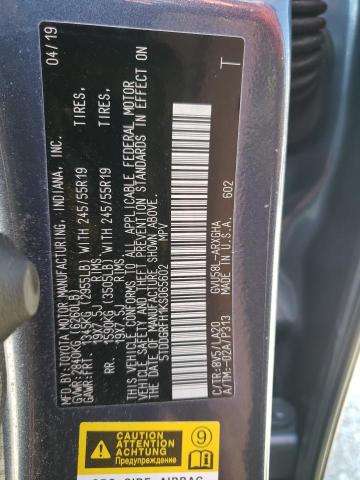 5TDDGRFH1KS065602 - 2019 TOYOTA HIGHLANDER HYBRID LIMITED BLACK photo 13