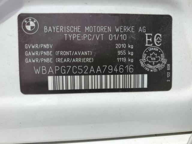 WBAPG7C52AA794616 - 2010 BMW 323 I WHITE photo 12