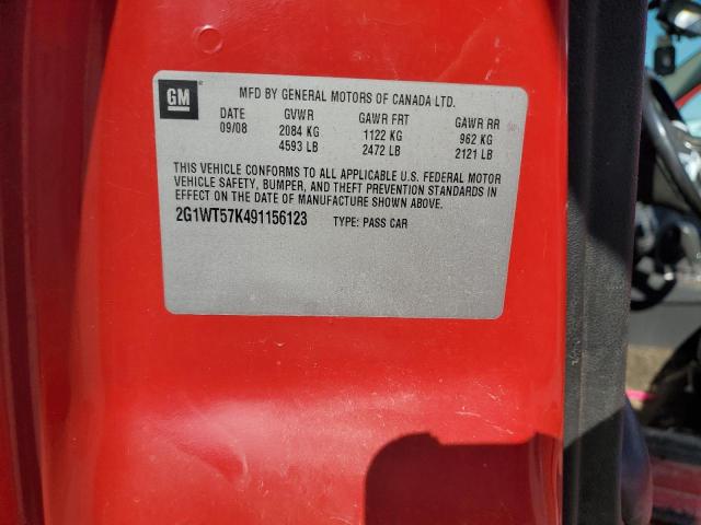 2G1WT57K491156123 - 2009 CHEVROLET IMPALA 1LT RED photo 12