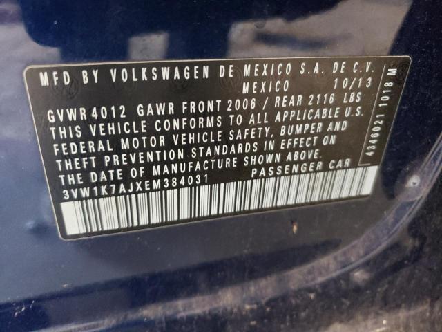 3VW1K7AJXEM384031 - 2014 VOLKSWAGEN JETTA BASE 蓝色 照片 12