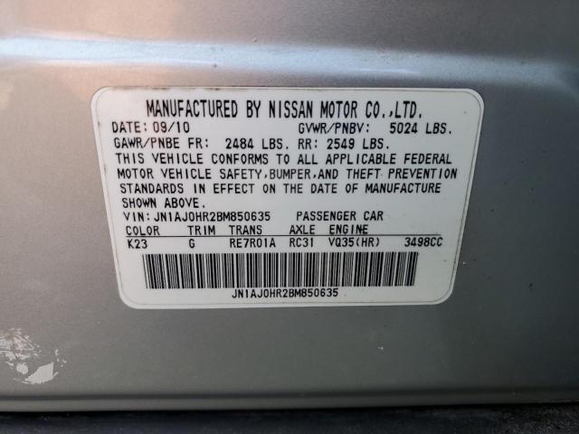 JN1AJ0HR2BM850635 - 2011 INFINITI EX35 BASE SILVER photo 13