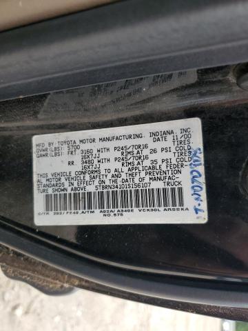 5TBRN34101S156107 - 2001 TOYOTA TUNDRA ACCESS CAB SR5 BLACK photo 12