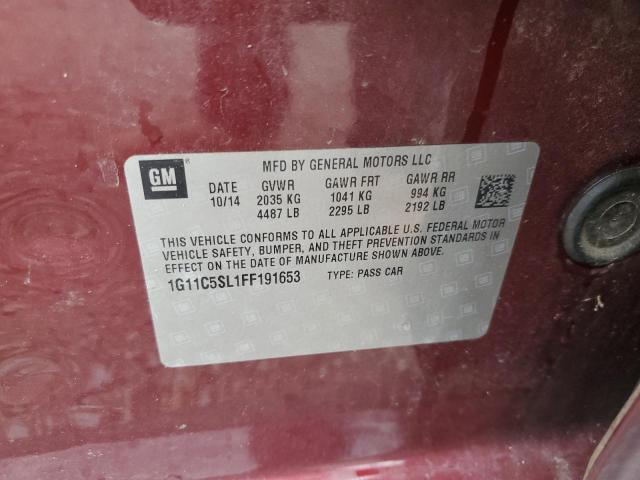 1G11C5SL1FF191653 - 2015 CHEVROLET MALIBU 1LT 栗色 照片 12