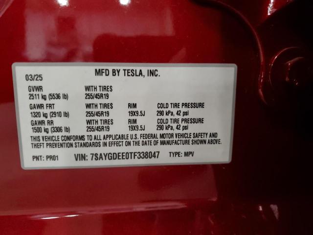 7SAYGDEE0TF338047 - 2026 TESLA MODEL Y RED photo 14