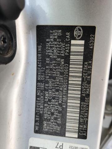 4T1BF1FK5CU120603 - 2012 TOYOTA CAMRY BASE SILVER photo 12