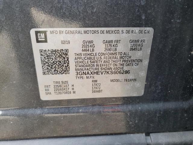 3GNAXHEV7KS606286 - 2019 CHEVROLET EQUINOX LS 灰色 照片 13