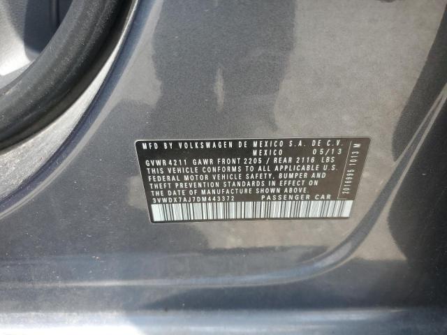 3VWDX7AJ7DM443372 - 2013 VOLKSWAGEN JETTA SE GRAY photo 12