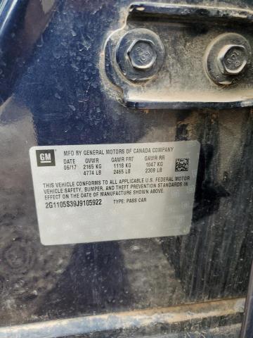 2G1105S39J9105922 - 2018 CHEVROLET IMPALA LT BLUE photo 13