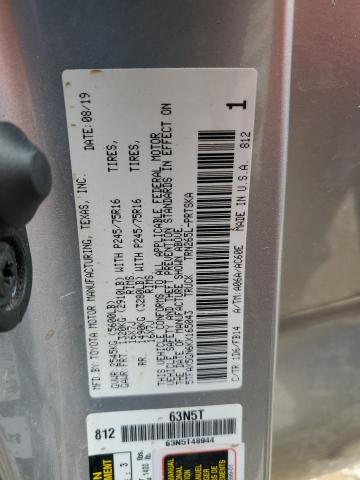 5TFAX5GN6KX165043 - 2019 TOYOTA TACOMA DOUBLE CAB Серебристый фото 12