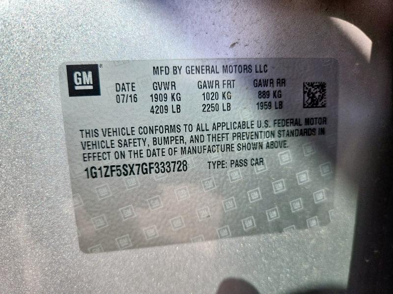 1G1ZF5SX7GF333728 - 2016 CHEVROLET MALIBU LT SILVER photo 12