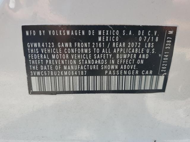 3VWC57BU2KM064187 - 2019 VOLKSWAGEN JETTA S WHITE photo 13