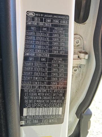 SALVP2RX2KH330541 - 2019 LAND ROVER RANGE ROVE SE WHITE photo 13