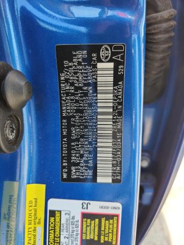 2T1BU4EE8AC357264 - 2010 TOYOTA COROLLA BASE BLUE photo 12