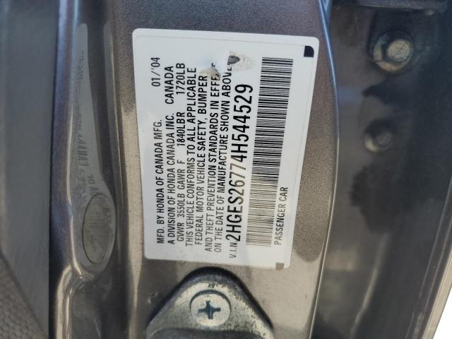 2HGES26774H544529 - 2004 HONDA CIVIC EX GRAY photo 12
