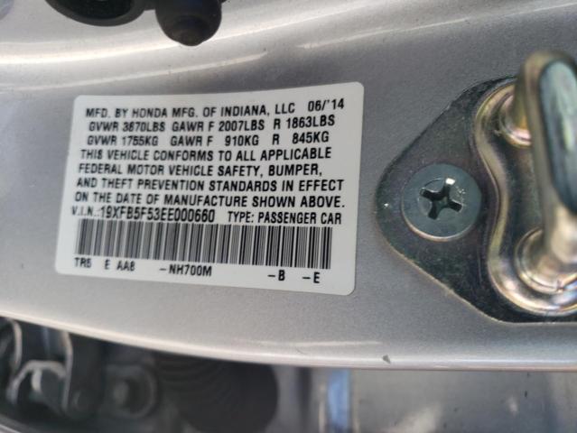 19XFB5F53EE000660 - 2014 HONDA CIVIC NATURAL GAS SILVER photo 12