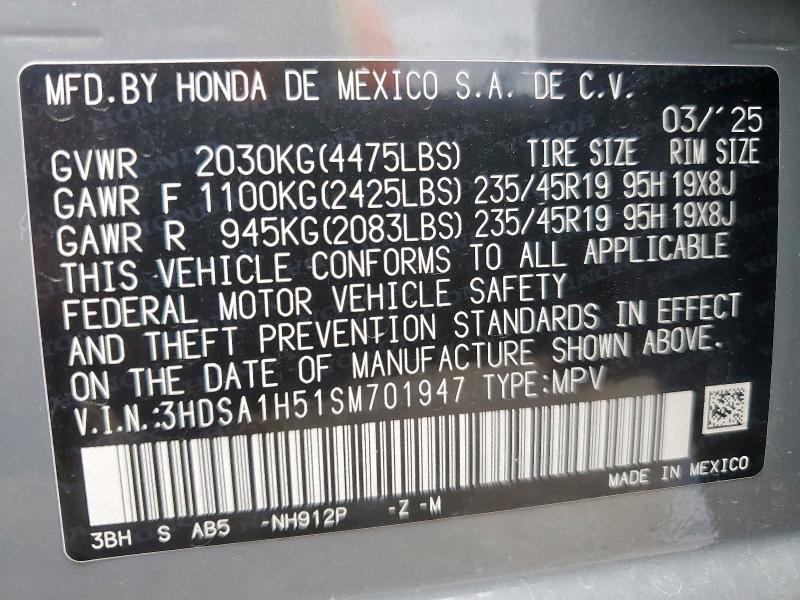 3HDSA1H51SM701947 - 2025 ACURA ADX A-SPEC GRAY photo 12