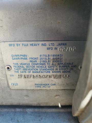 JF1SF65602H758955 - 2002 SUBARU FORESTER S SILVER photo 13