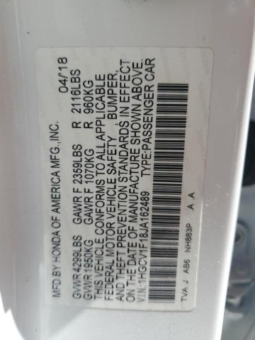 1HGCV1F18JA162489 - 2018 HONDA ACCORD LX Белый фото 12