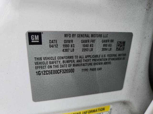 1G1ZC5E00CF326900 - 2012 CHEVROLET MALIBU 1LT WHITE photo 12