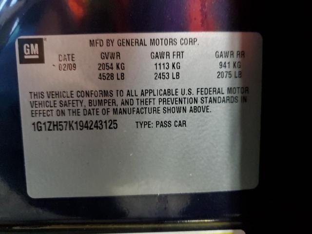 1G1ZH57K194243125 - 2009 CHEVROLET MALIBU 1LT BLUE photo 12